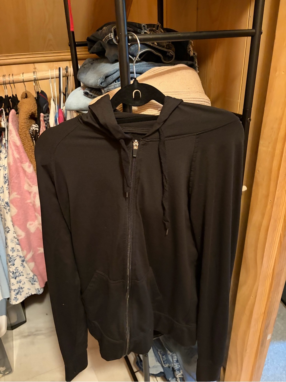 Logo Athletic Black Zip-Up Hoodie Jacket